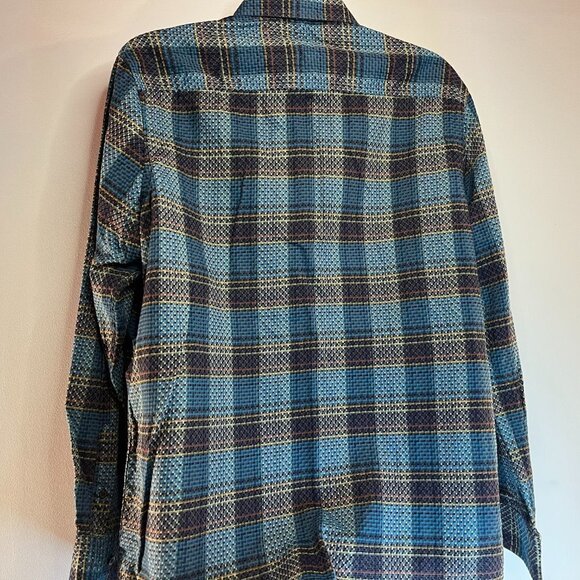 Tasso Elba Men's Woven Cotton Plaid Dress Shirt - Size Large - Picture 3 of 4